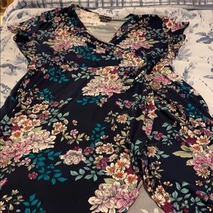 Navy Floral Wrap Summer Dress